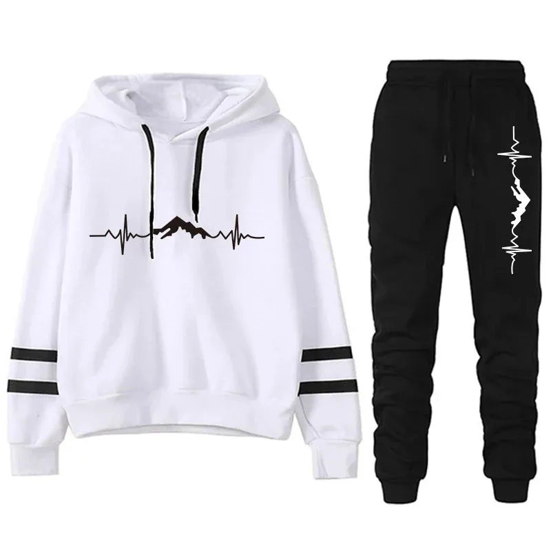 Women's Tracksuit Loose and Comfortable Women's Sports Suit 2024 Daily Jogging Hoodie Stripe Casual Two Piece Set Matching Sets
