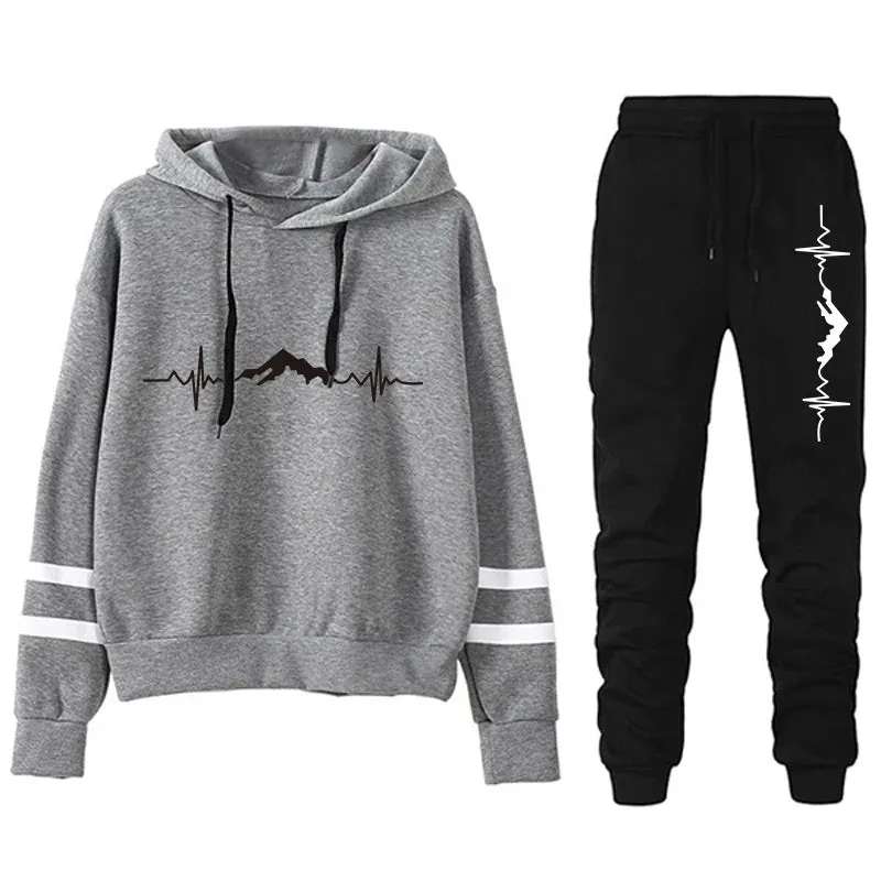 Women's Tracksuit Loose and Comfortable Women's Sports Suit 2024 Daily Jogging Hoodie Stripe Casual Two Piece Set Matching Sets