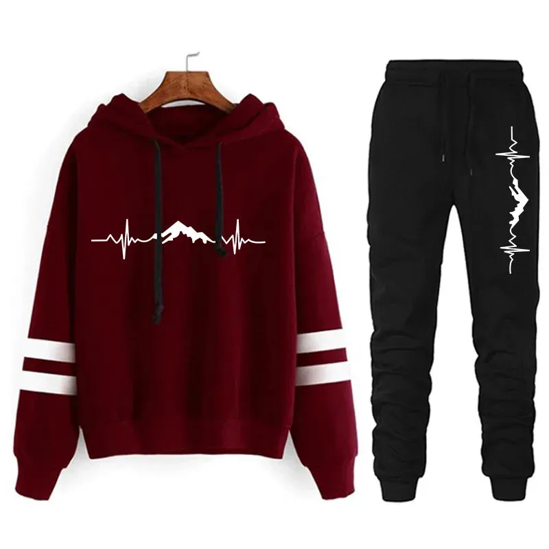 Women's Tracksuit Loose and Comfortable Women's Sports Suit 2024 Daily Jogging Hoodie Stripe Casual Two Piece Set Matching Sets