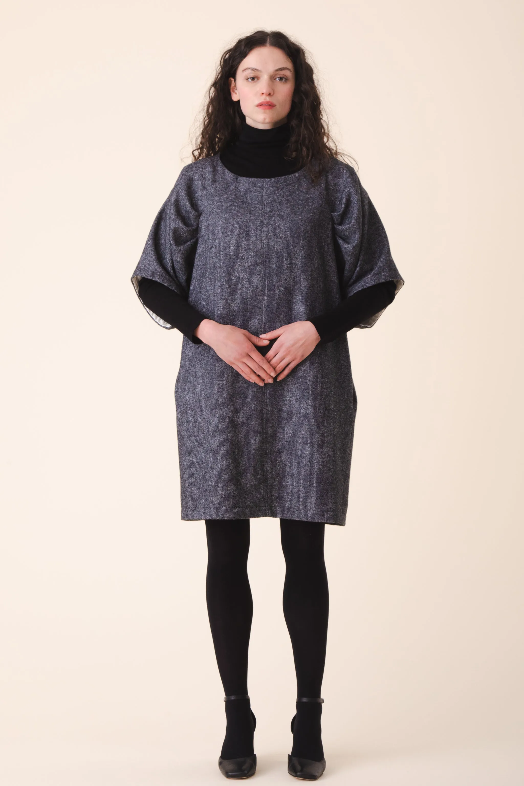 Wool Kite Dress in Charcoal