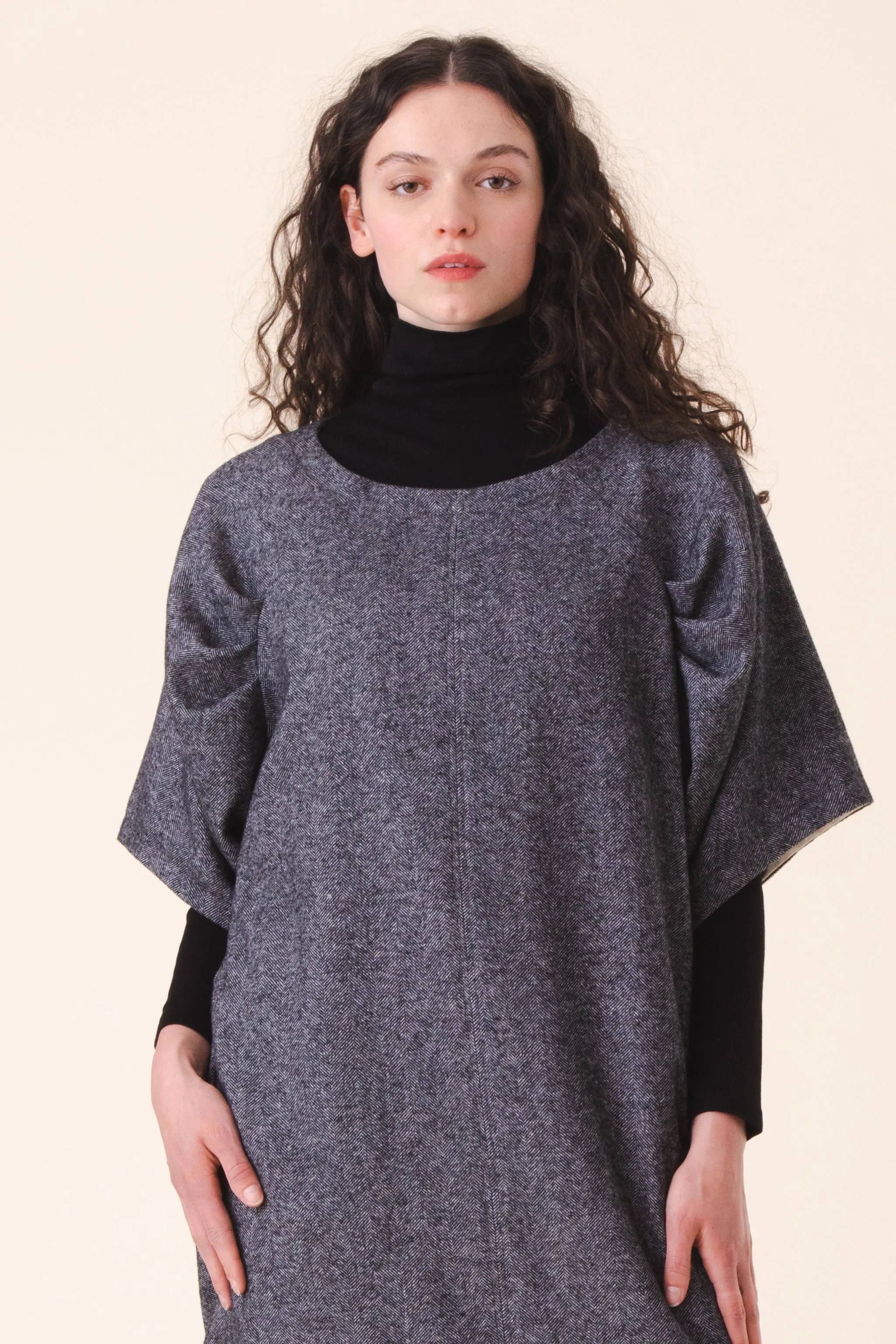 Wool Kite Dress in Charcoal
