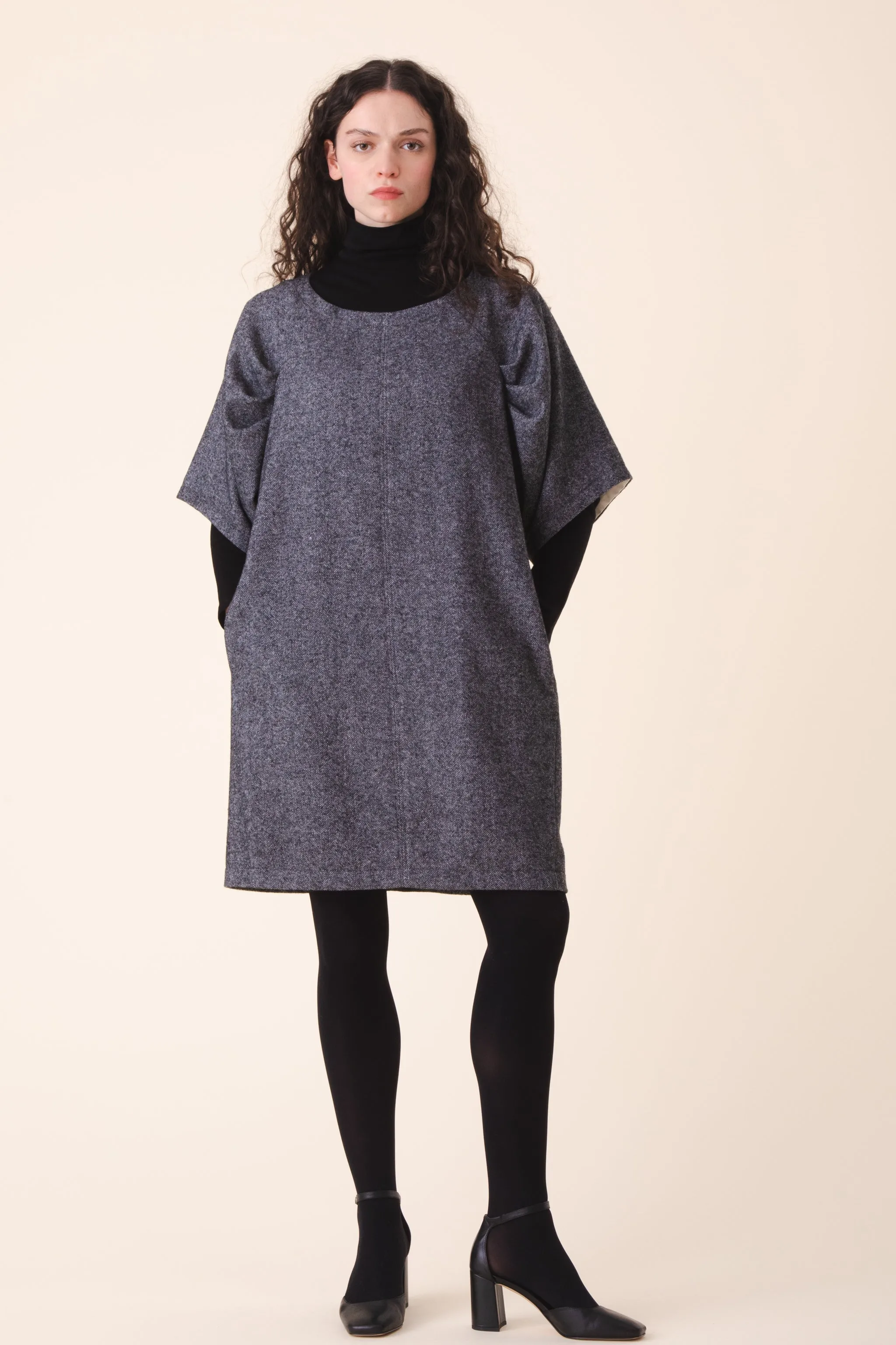 Wool Kite Dress in Charcoal
