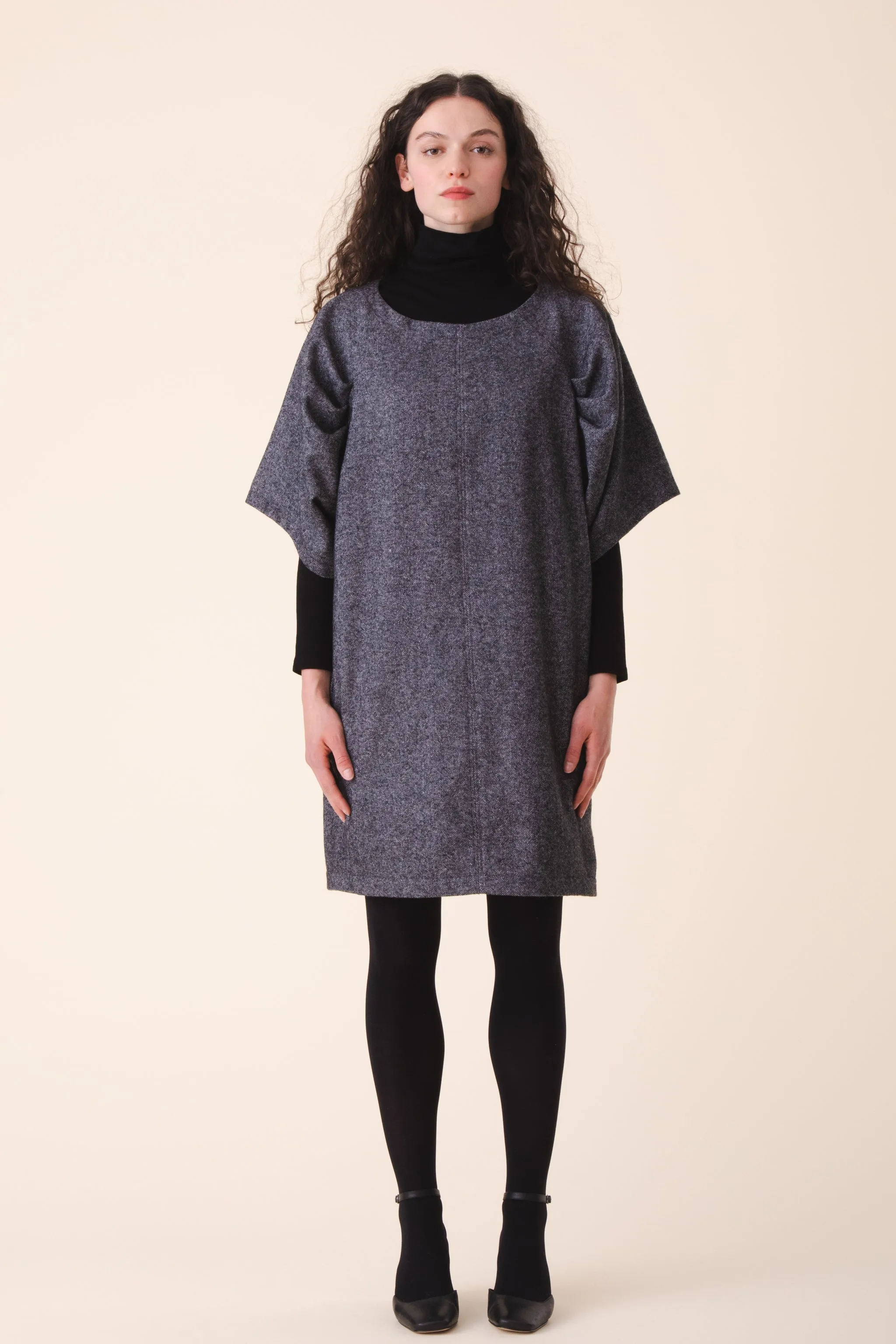 Wool Kite Dress in Charcoal