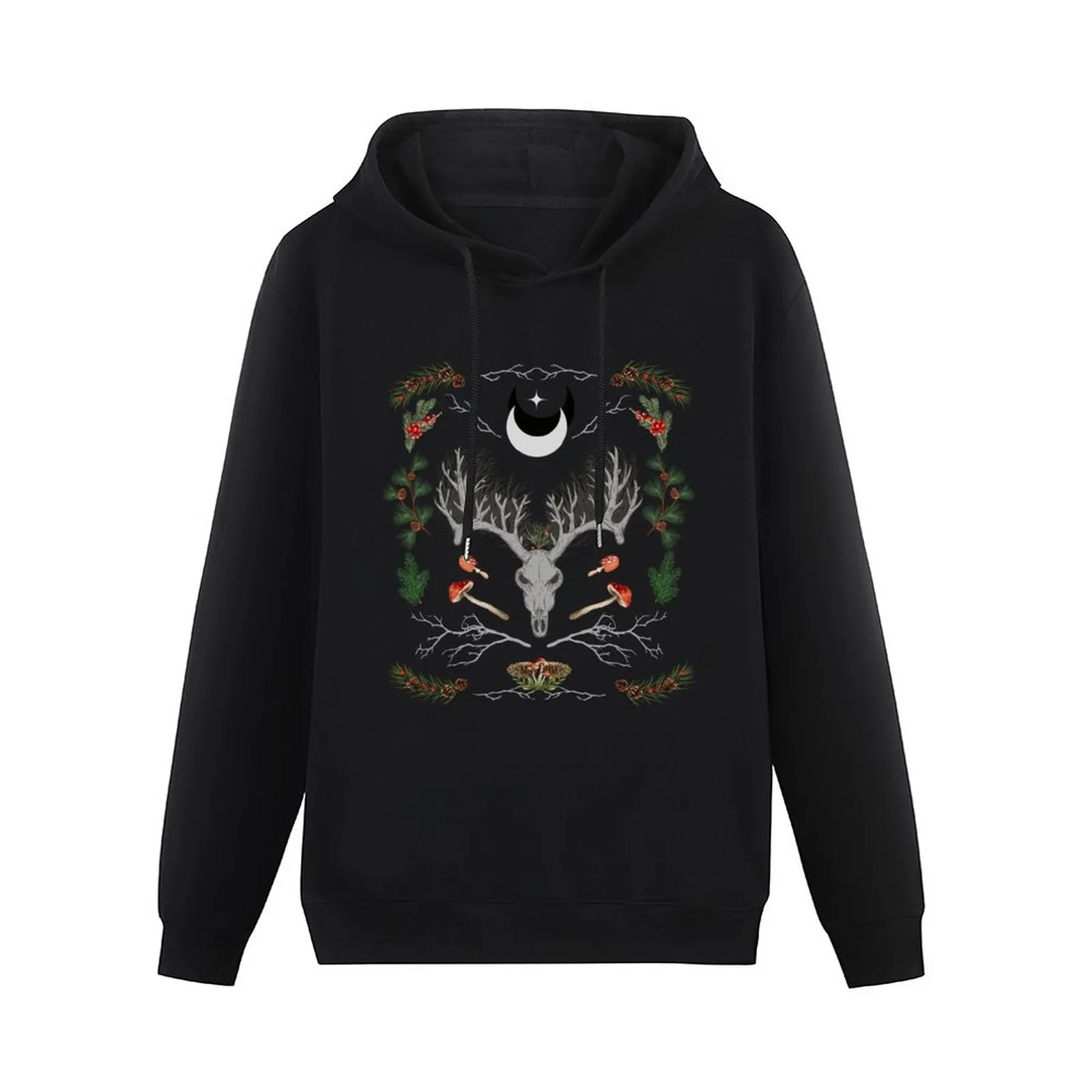 Yuletide Cotton Printed Hoodie - Winter Solstice Shirt, Goth X-Mas Clothing
