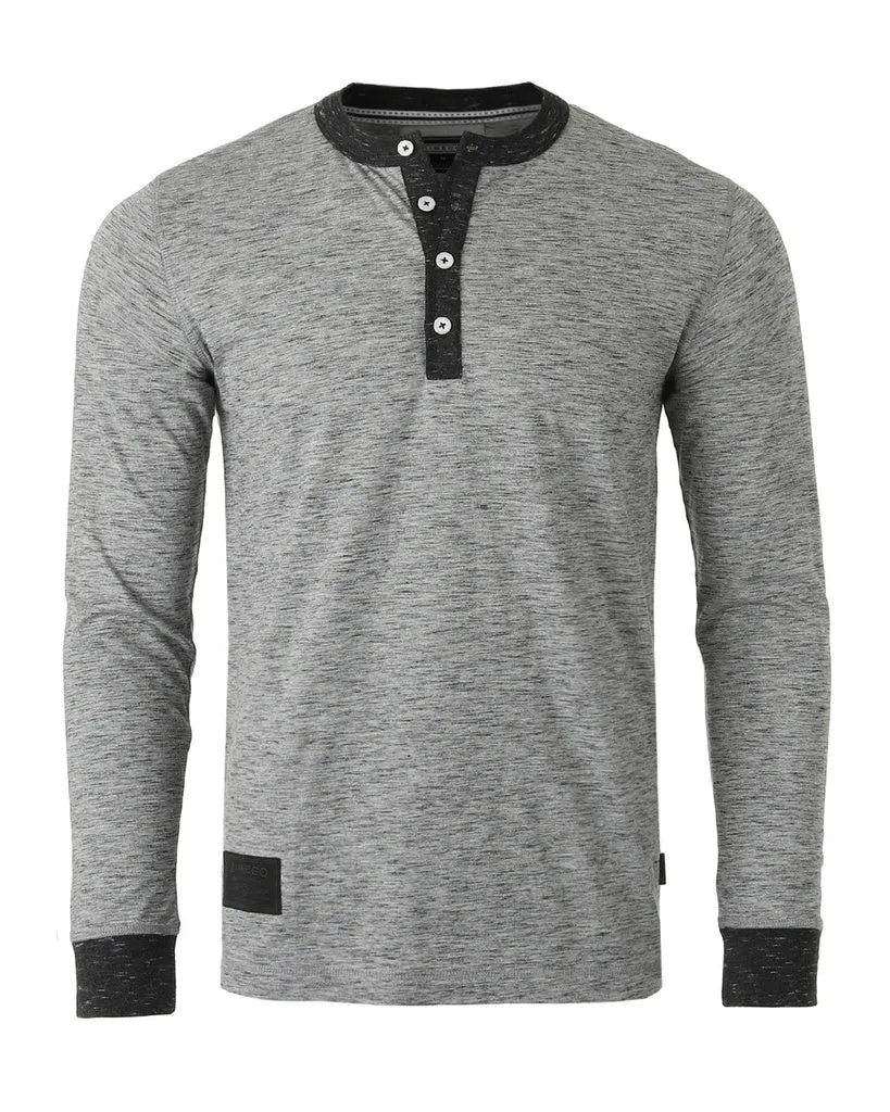 ZIMEGO Men's Long Sleeve Contrast Button Placket Neck Cuffs Casual Henley Shirts